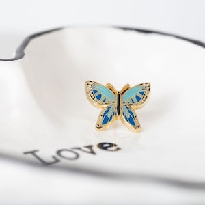 Blue Butterfly enamel pin V1 - butterfly pin, butterflies, lapel pins, pins, butterfly gifts, buttons, enamel pins, pinback, kawaii