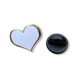 3/4 inch White Heart Enamel Pin