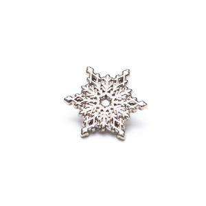 Shiny Silver Snowflake Pin – 1 Inch Enamel Winter Lapel Pin | Holiday Stocking Stuffer, Christmas Gift, Minimalist Jewelry