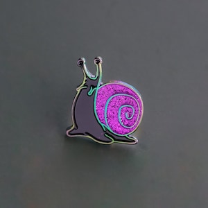 Black and purple rainbow snail enamel pin - 3/4-inch, kawaii snail, kawaii enamel pins