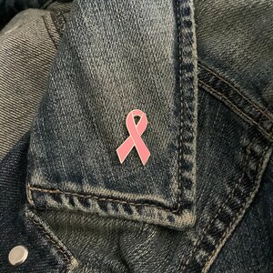 Pink Ribbon, Enamel Pin | 1 Inch Single Post, Black Rubber Backing - Awareness Support Gift For Survivors image 3