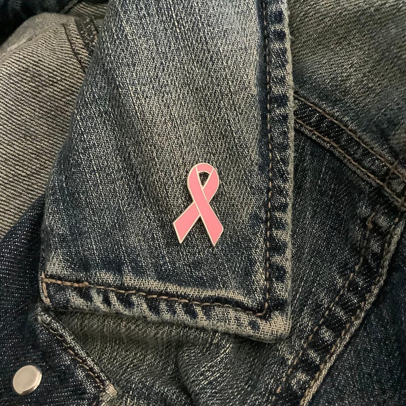 Pink Ribbon, Enamel Pin | 1 Inch Single Post, Black Rubber Backing - Awareness Support Gift For Survivors image 3