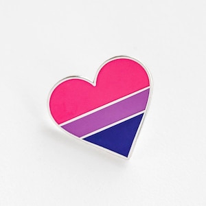 Bisexual Heart Enamel Pin: Pride Flag Design, 1-Inch
