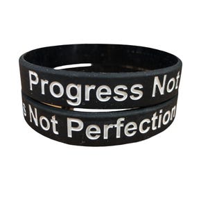Progress Not Perfection Silicone Wristband - Sober Recovery Gift