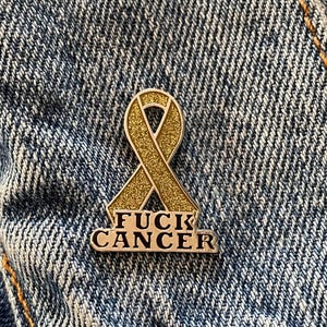 Gold Ribbon Pin, Childhood Cancer Awareness (Enamel Lapel 1") image 3