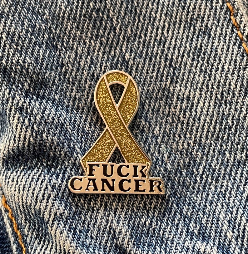 Gold Ribbon Pin, Childhood Cancer Awareness (Enamel Lapel 1") image 3
