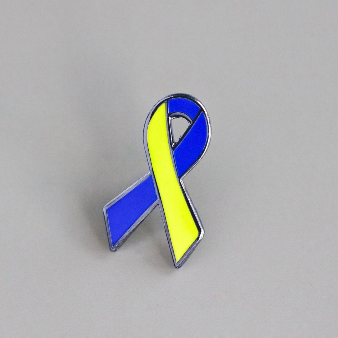 Down Syndrome Awareness Enamel Pin - Yellow and Blue Ribbon - Etsy