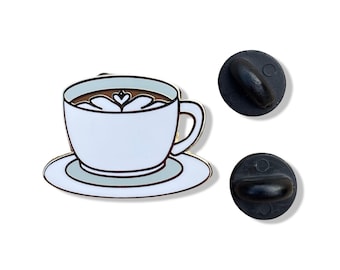 Latte Coffee Cup Enamel Pin: Kawaii Style, 1 Inch
