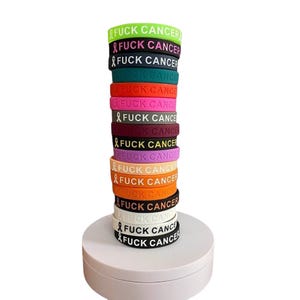 Fuck Cancer Awareness Wristband: Cause Ribbon Bracelet