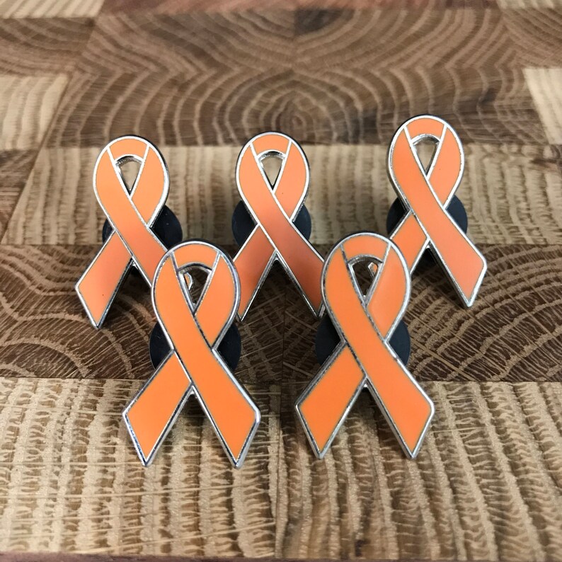 5 PACK Orange awareness ribbon pins Leukemia ADHD Etsy