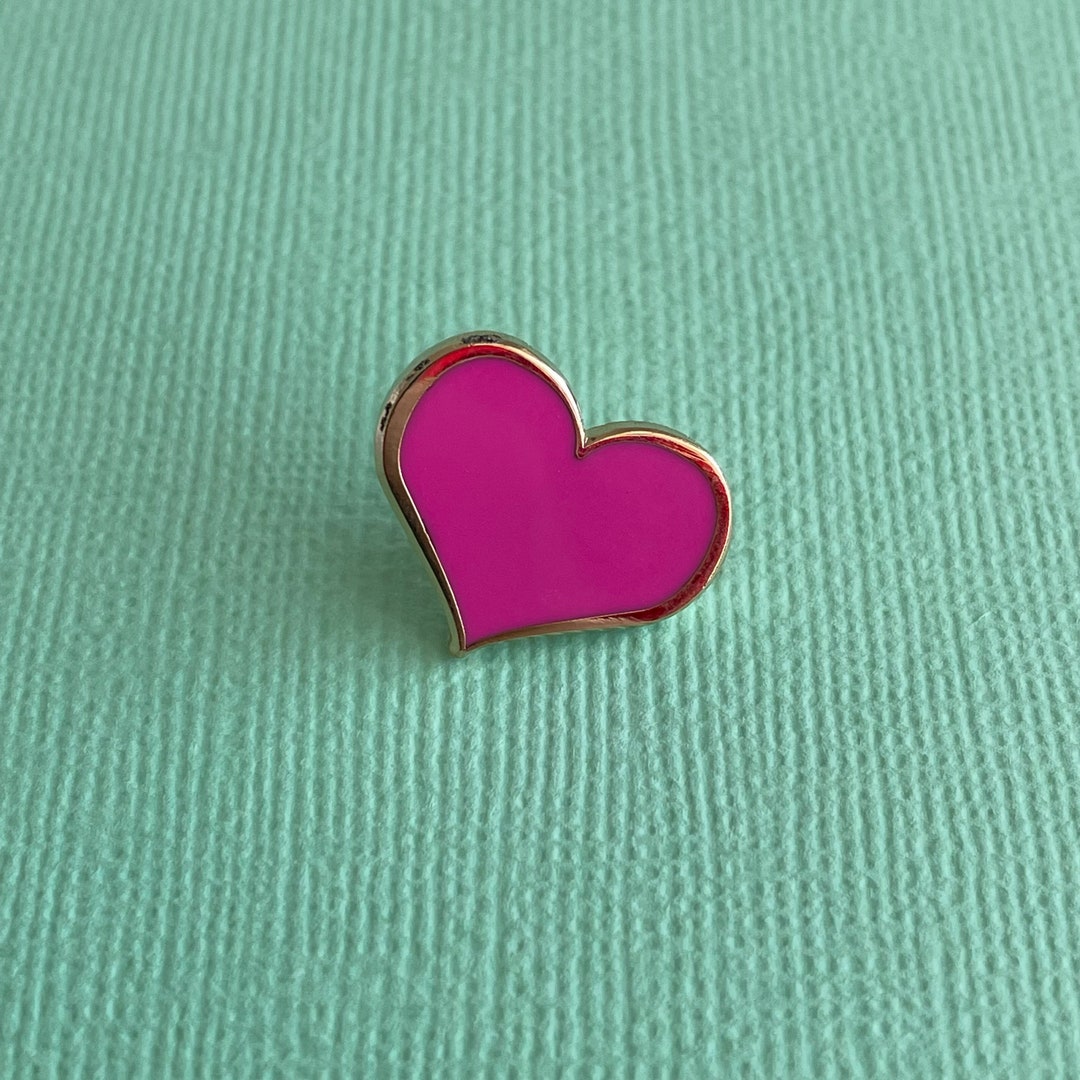 Pink Heart Enamel Pin 3/4inch Hard Enamel Heart Lapel Pink, Pink Heart