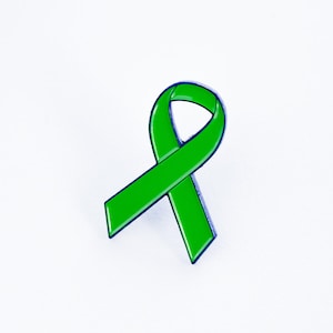 Green and blue awareness ribbon enamel pins - BFRB Awareness, Trichotillomania, Body-focused repetitive behavior, Skin Picking Disorder