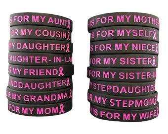 Breast Cancer Awareness Silicone Wristband: Black & Pink Ribbon