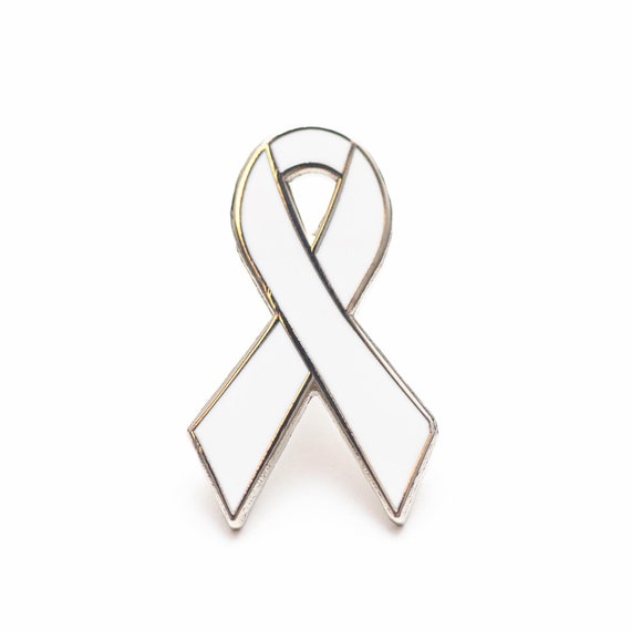 White Awareness Ribbon Lung Cancer, Bone Cancer, Postpartum Depression,  Osteoporosis, Purity, Emphysema, Lung Disease 