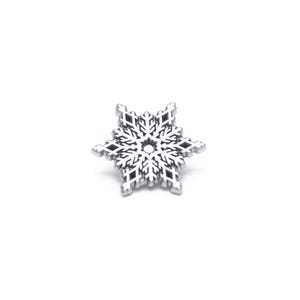 Antique silver snowflake enamel pin, lapel pin, winter solstice, snowflake accessory, winter pin, winter gift