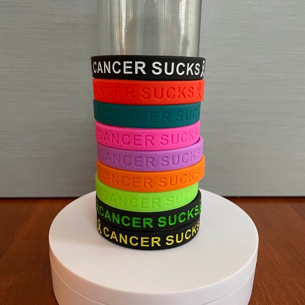 Cancer Sucks Silicone Wristband, Awareness Ribbon, Cancer Fighter Gift, Cancer Survivor Gift, Chemo Gift, Encouragement Gift, Strength
