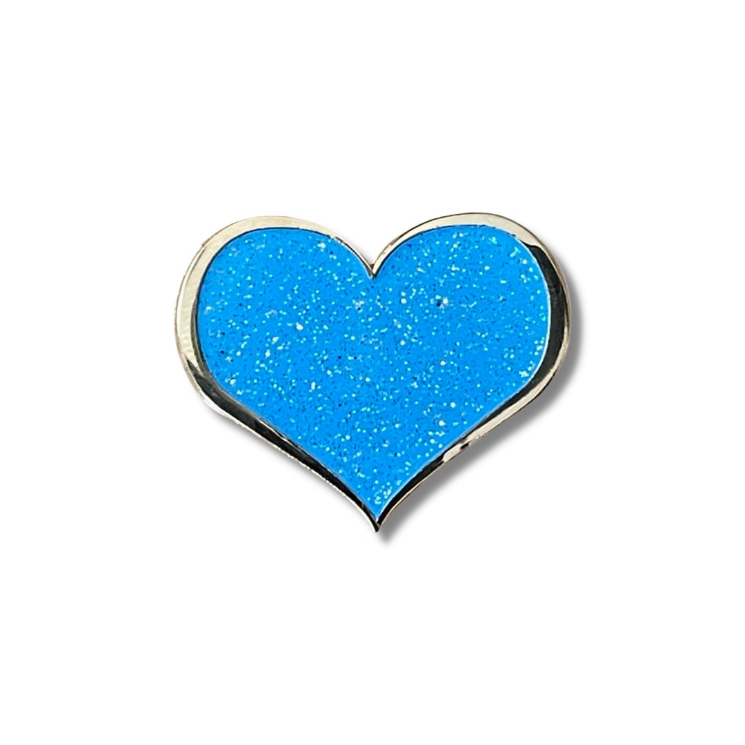 Blue GLITTER Heart Enamel Pin 1 Kawaii Pins Lapel - Etsy