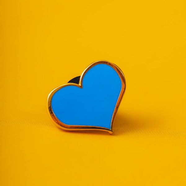 Blue heart enamel pin - 1/2-inch, kawaii pins, lapel pins, enamel pins, heart pins, hat pins, blue heart, juvenile arthritis