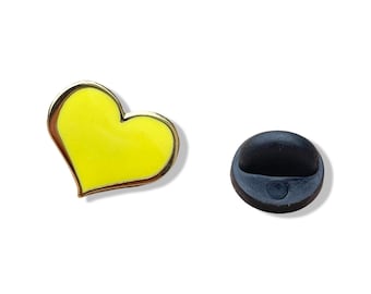 Yellow Heart Enamel Pin - 3/4 inch, kawaii pins, lapel pins