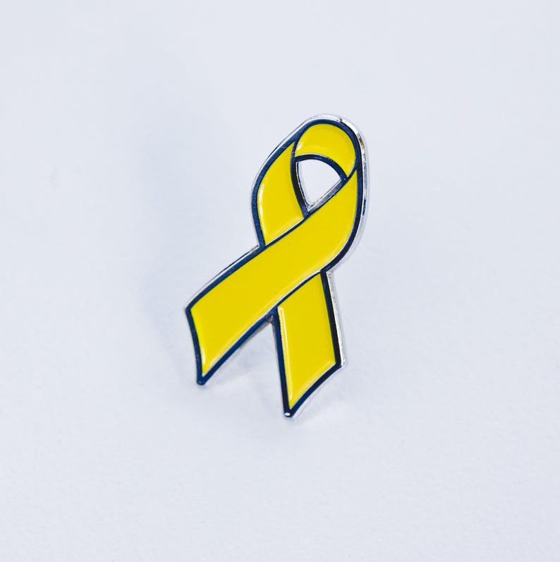Yellow Ribbon Enamel Pin, Awareness Causes (Endometriosis, Suicide, Cancer) image 1