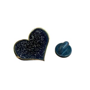 Black Glitter Heart Enamel Pin 1-inch  – Sparkly Mourning Pin, Grief Gift, Strength Symbol