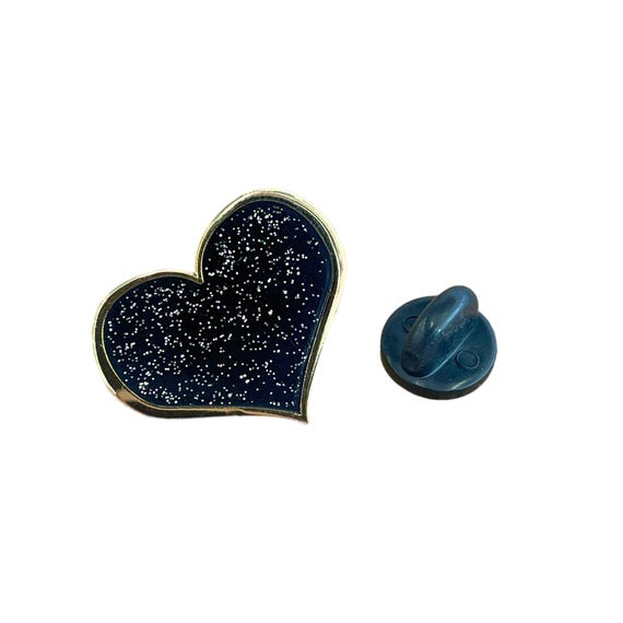 Grief Support Heart Pin - Black Glitter Enamel