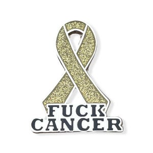 Gold Ribbon Pin, Childhood Cancer Awareness (Enamel Lapel 1") image 2