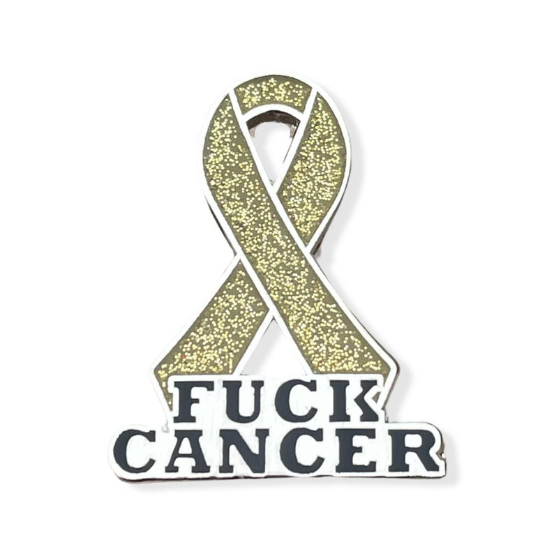 Gold Ribbon Pin, Childhood Cancer Awareness (Enamel Lapel 1") image 2