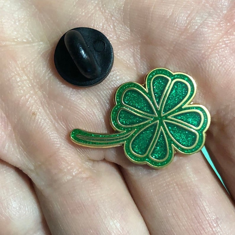 Small Glitter Shamrock Enamel Pin Lucky Shamrock Lucky | Etsy