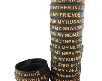 Orange and Black Awareness Wristband: "I Wear This For My" - Support Ribbon