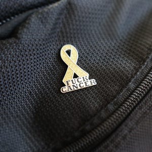 Gold Ribbon Pin, Childhood Cancer Awareness (Enamel Lapel 1") image 5