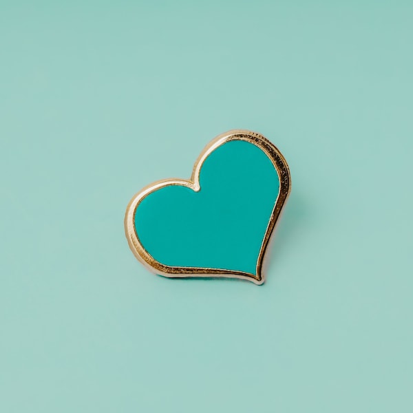 Teal Heart Enamel Pin - 1-inch or 1/2-inch size, kawaii pins, lapel pin, hat pins, teal heart accessory, gift for teacher