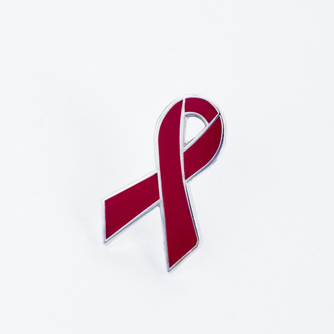 Maroon Awareness Ribbon Enamel Pin Oral Cancer Awareness, Cancer Survivor Gift, Chemo Gift