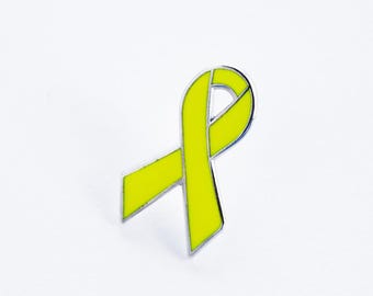 Yellow Ribbon Enamel, Awareness Pin | 1 Inch, Single Post, Rubber Backing - Support Suicide Prevention, Endometriosis
