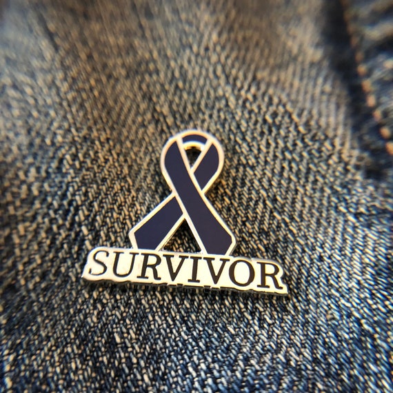 Dark Blue Ribbon Chrome Emblem for Colon Cancer Awareness