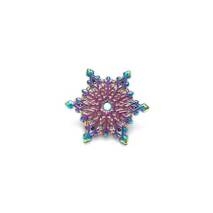 Anodized Rainbow Metal Snowflake Enamel Pin - snowflake pin, snowflake lapel pin, winter pin, snowflake brooch, winter lapel pin