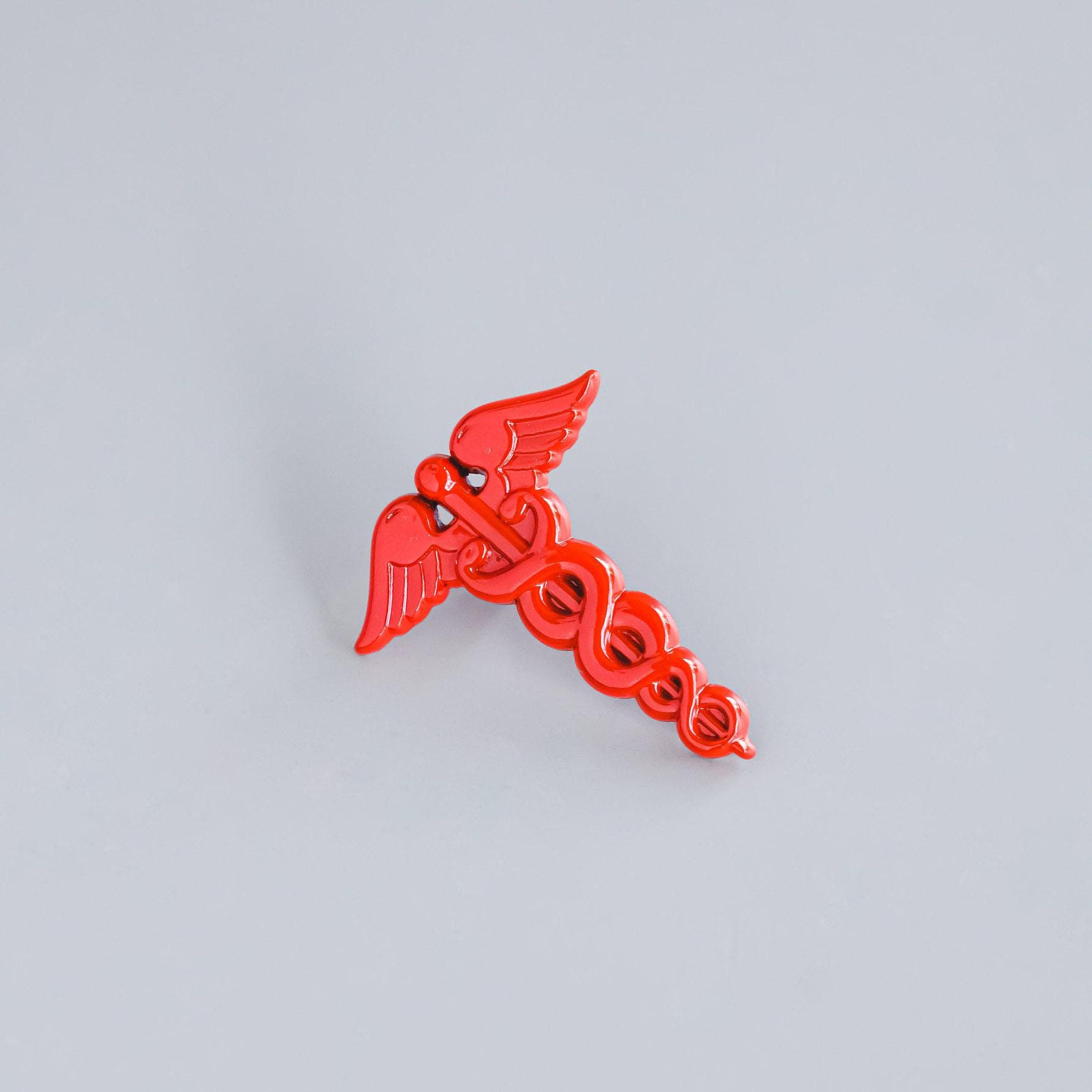 Red Caduceus enamel pin - nurses gift, medical professional gift, healers gift, medical appreciation, medical school graduation gift
