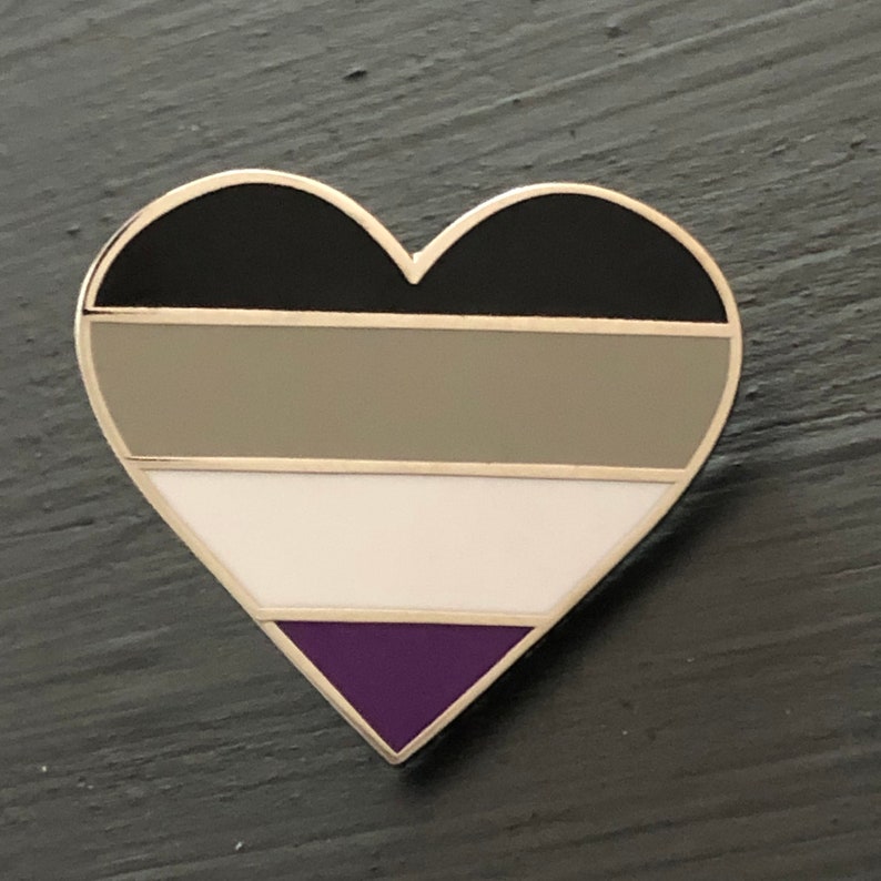 Asexual Pride Flag Heart Enamel Pin Hearts Not Parts Etsy