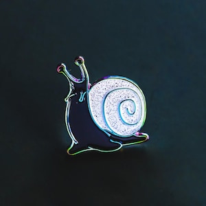 Black and white rainbow metal snail enamel pin - 3/4-inch, kawaii snail, kawaii enamel pins, snail gift