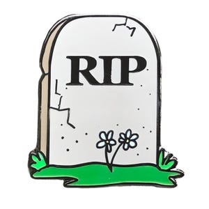 Gray Tombstone Enamel Pin: Spooky Halloween Lapel Pin