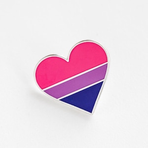 Bisexual Pride Flag heart pin - Enamel pins, Heart Pins - bisexual pins, LGBTQ pride, pride enamel pins