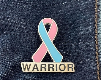 Pink & Blue Warrior Awareness Ribbon Enamel Pin: Infertility, Loss