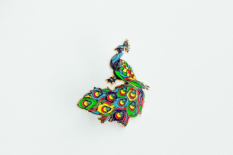 peacocks FULL SET of four Peacock pins peacock designs hat pins lapel pins animal pins kawaii peacock pins enamel pins