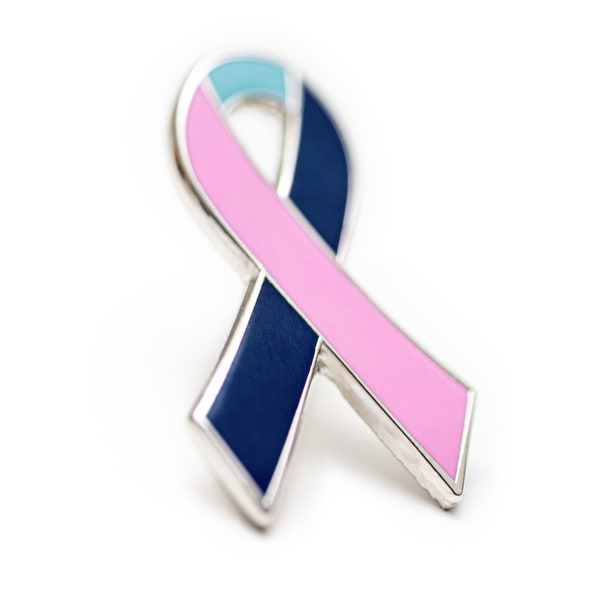 Thyroid cancer awareness ribbon enamel pin, hard enamel, hypothyroidism, hyperthyroidism, chemo gift, butterfly, hard enamel