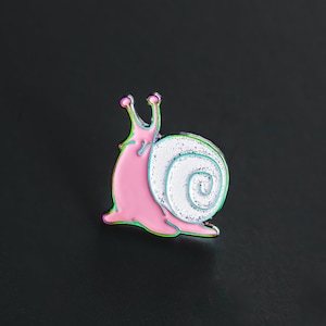 Pink and white rainbow snail enamel pin - 0.75", kawaii snail, kawaii enamel pins