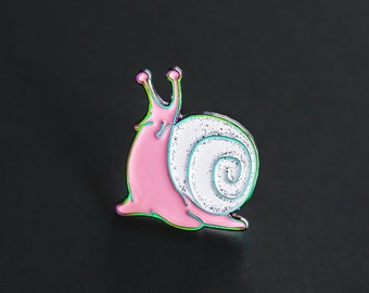 Pink and white rainbow snail enamel pin - 0.75", kawaii snail, kawaii enamel pins