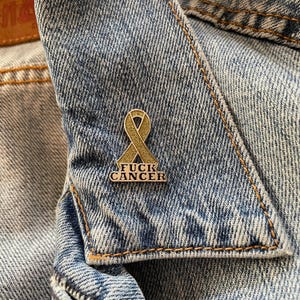 Gold Ribbon Pin, Childhood Cancer Awareness (Enamel Lapel 1") image 4