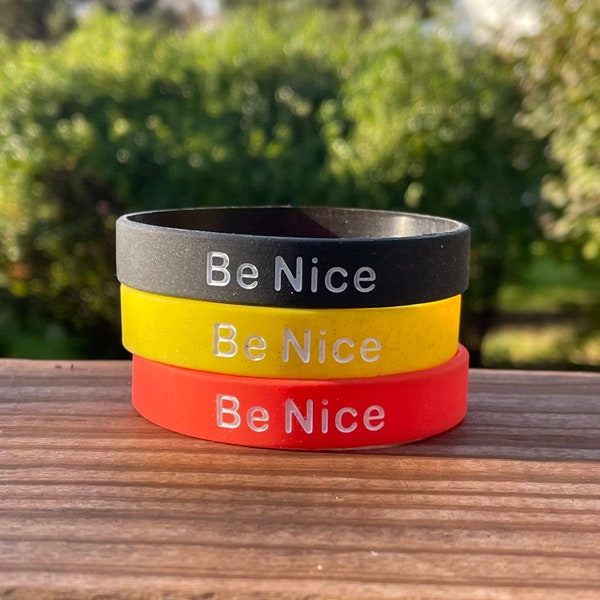 Be Nice Silicone Wristband, Kindness Matters, Motivational, Gift for Teen, Gift for Students, Gift for Teachers, Be Nice bracelet