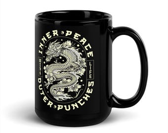 Monk Class Mug Inner Peace, Outer Punches | Funny DND Gift For Monk | Dungeons and Dragons, Pathfinder, Tabletop Accessory 15 Oz Coffee Mug