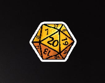 D20 Pixelated Die Magnet - 3"